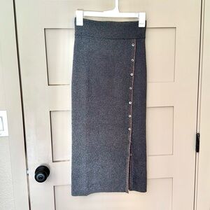 Jonathan Simkhai metallic silver midi skirt size small